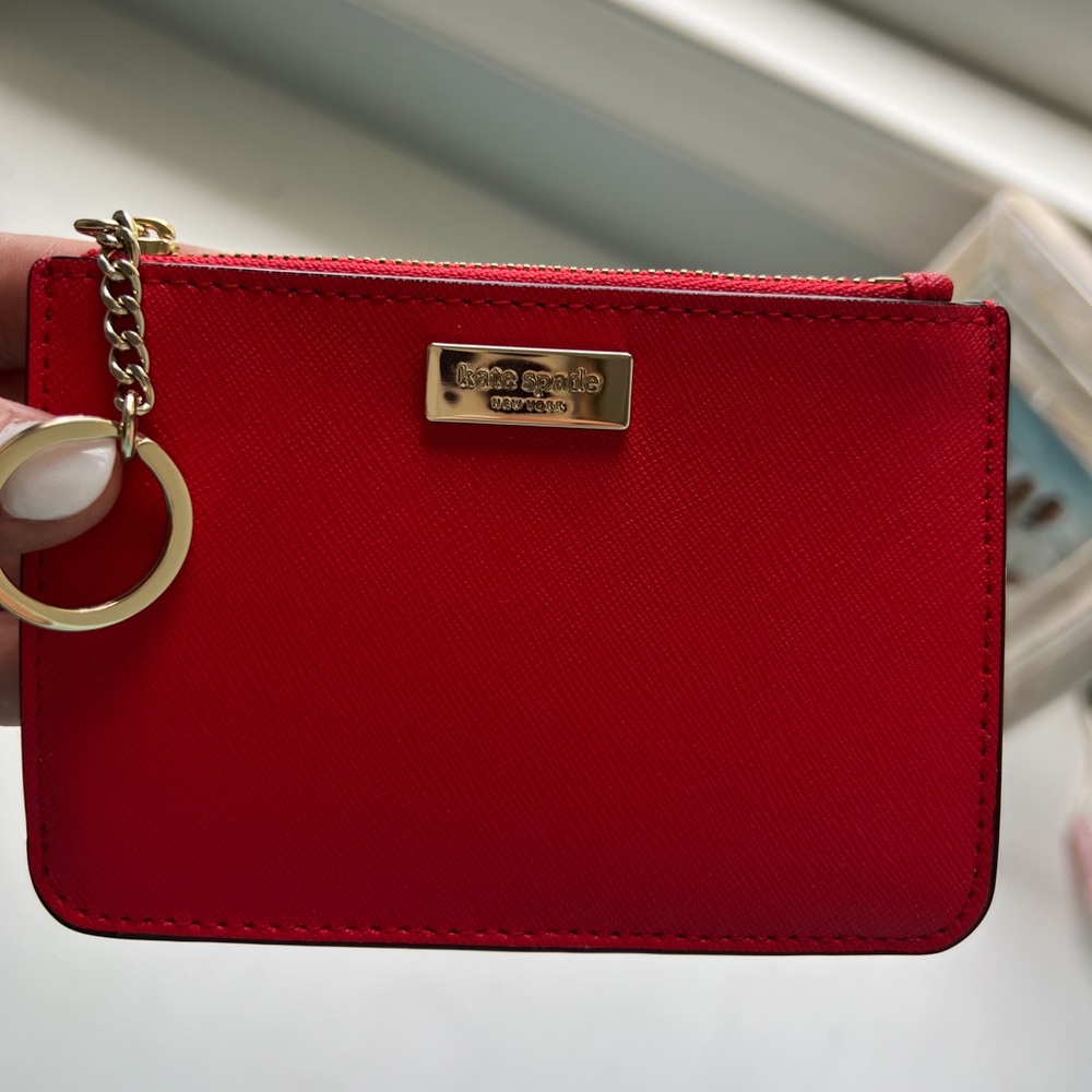 Kate Spade bright red keychain wallet 🍒💄🌶